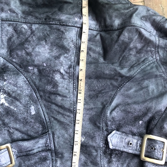 Danier vintage womens leather motto jacket. Customized w/purple distressed look. - Picture 5 of 6